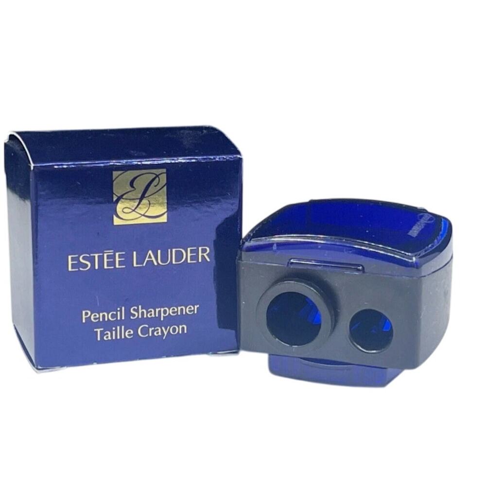 Estee Lauder Pencil Sharpener Original New in Box Dual Hole Blue Makeup Beauty